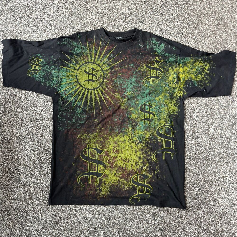 Truicon Tru Originals All Over Print Dollar Sign Sun Graphic Tee Size XL